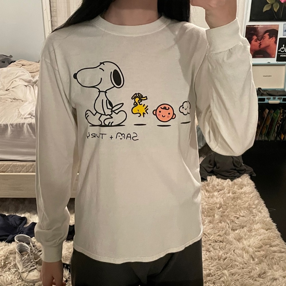SOLDD!!!!!! White Long Sleeve Peanuts Tee - Picture 4 of 6
